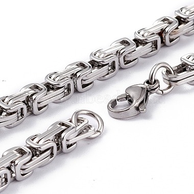 201 Stainless Steel Byzantine Chain Necklaces(NJEW-I248-03A-P)-3