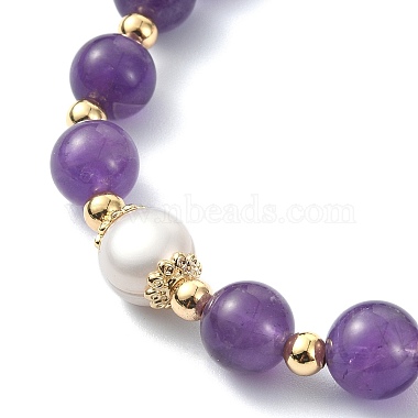bracelet extensible en perles d'améthyste naturelle et de perles(BJEW-JB09360-01)-4