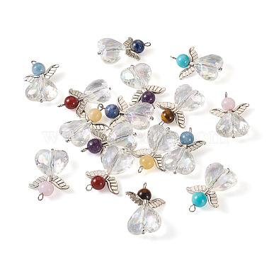Fashewelry 16piezas 8 estilos colgantes acrílicos de color ab de piedras preciosas mixtas naturales y sintéticas(G-FW0001-37)-3
