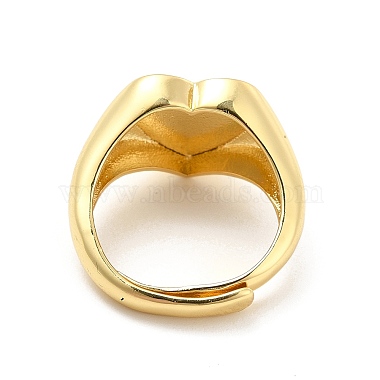 Регулируемое кольцо для женщин с латунным покрытием в виде сердца(RJEW-E064-02G)-3
