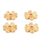 Brass Micro Pave Cubic Zirconia Beads, Flower, Real 18K Gold Plated, 8x2mm, Hole: 1.5mm(KK-H538-20B-G)