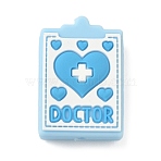 Silicone Beads, Focal Beads, Blue, Medical Theme, 28.5x19.5x9mm, Hole: 2.2mm(SIL-I018-02E)