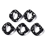 Spray Painted CCB Plastic Linking Rings, Quick Link Connectors, for Jewelry Chain Making, Twist, Black, 32x30x7mm, Inner Diameter: 11.5x17.5mm(CCB-Q091-019B)