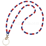 Polymer Clay Beads Neck Strap Lanyard, with Zinc Alloy Swivel Lobster Claw Clasps and Rings, Dark Blue, 510mm(NJEW-SW00063)