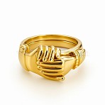 3Pcs Zinc Alloy Finger Rings, Hands with Heart, Golden, US Size 8(18.1mm)(FS-WG7A35B-06)