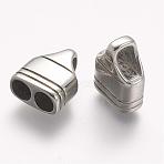 304 Stainless Steel Cord Ends, End Caps, For Leather Cord Bracelets Rope Keychain Making, Antique Silver, 13x11x6mm, Hole: 4x5mm, Inner Diameter: 4mm(STAS-A032-169AS)