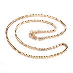 Ion Plating(IP) 304 Stainless Steel Box Chain Necklaces, with Lobster Claw Clasps, Golden, 17.9 inch(45.5cm), 2mm(STAS-O053-27G)