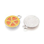 Fruit Alloy Enamel Charms, Orange, Platinum, Orange, 15x12x1.5mm, Hole: 1.5mm(PALLOY-S058-01P-09)