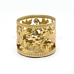 Iron Hollow Candle Holder, Perfect Home Party Decoration, Column with Flower, Golden, 61.5x50mm(AJEW-WH0018-62G-01)