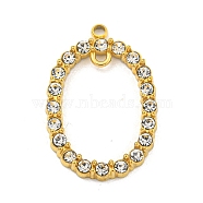 Golden Plated 304 Stainless Steel Links Connector Charms, with Rhinestone, Oval, Crystal, 23.5x15.5x2.5mm, Hole: 1.4mm & 1.6mm(STAS-K273-05G-01)