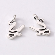 Tibetan Style Alloy Charms, Cadmium Free & Lead Free, Antique Silver, Letter.Y, Y: 12.5x8.5x1.5mm, Hole: 1.8mm(TIBEP-R361-01Y-AS-RS)