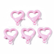 Opaque Acrylic Lobster Claw Clasps, Heart, Pearl Pink, 26.5x22x6.5mm, Hole: 3mm(X-SACR-T358-02J)