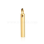 201 Stainless Steel Pendants, with Jump Ring, Manual Polishing, Stamping Blank Tag, Rectangle, Golden, 15x3x1mm, Hole: 3mm(A-STAS-S105-T606D-15B)
