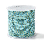 4-Ply Polycotton Cord, Handmade Macrame Cotton Rope, with Gold Wire, for String Wall Hangings Plant Hanger, DIY Craft String Knitting, Pale Turquoise, 1.5mm, about 21.8 yards(20m)/roll(OCOR-Z003-C12)