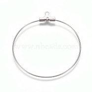 304 Stainless Steel Pendants, Hoop Earring Findings, Ring, Stainless Steel Color, 21 Gauge, 44.5x40.5x0.7mm, Hole: 1mm(X-STAS-E482-11C)