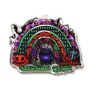 Halloween Themed  Acrylic Pendants, Rainbow, 31.5x36x2mm, Hole: 1.4mm(MACR-P039-02B)