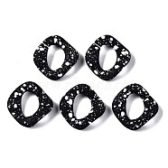 Spray Painted CCB Plastic Linking Rings, Quick Link Connectors, for Jewelry Chain Making, Twist, Black, 32x30x7mm, Inner Diameter: 11.5x17.5mm(CCB-Q091-019B)