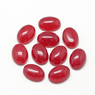 Natural White Jade Cabochons, Dyed, Oval, Crimson, 14x10x4~5mm(G-R415-14x10-28)