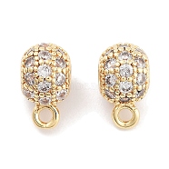 Brass with  Cubic Zirconia Pendants, Column, Clear, Real 18K Gold Plated, 11x6x8mm, Hole: 2.8mm and 1.6mm(KK-P271-09G)