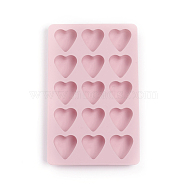 Food Grade Silicone Molds, Fondant Molds, Ice Cube Molds, For DIY Cake Decoration, Chocolate, Candy, UV Resin & Epoxy Resin Jewelry Making, Heart, Pink, 180x112x15.5mm, Heart: 28x28.5mm(DIY-I021-43)