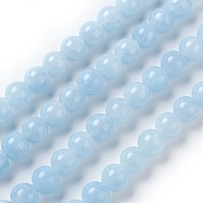 Dyed Natural White Jade Beads Strands, Imitate Aquamarine, Round, Light Blue , 6.5mm, Hole: 1.2mm, about 60pcs/strand, 14.96 inch(38cm)(G-P407-01)