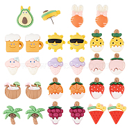 Summer Theme Opaque Resin Map Pins, Iron Drawing Push Pins for Photo, Bulletin Board, Sun/Coconut Tree/Peach Ice Lolly, Mixed Color, 18~27x15~21x6~10mm, pin: 1mm, 14 style, 2pcs/style, 28pcs/set(AJEW-AB00061)
