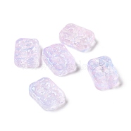 Transparent Spray Painted Glass Beads, Rectangle, Lilac, 18x13x5.5mm, Hole: 1.4mm(GLAA-I050-08C)