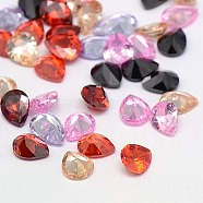 Cubic Zirconia Pointed Back Cabochons, Grade A, Faceted, teardrop, Mixed Color, 8x6x4mm(ZIRC-M006-8x6mm)