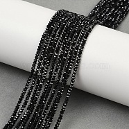 Natural Black Spinel Beads Strands, Faceted, Rondelle, 2x2x1~1.5mm, Hole: 0.5mm, about 283pcs/strand, 15.55''(39.5cm)(G-P553-F08-01)