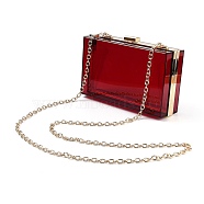 Acrylic Women's Transparent Bags Crossbody Bags, with Iron Chains Shoulder Strap, for Work, Events, Makeup Sturdy Transparent Pocketbook, Rectangle, Dark Red, 12x18.3x5.4cm(AJEW-C004-01E)