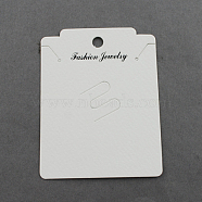 Cardboard Necklace Display Cards, Rectangle, White, 79x61x0.5mm(X-NDIS-S023)