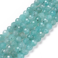 Natural Amazonite Beads Strands, Faceted, Round, 6mm, Hole: 0.9mm, about 68pcs/strand, 15.35 inch(39cm)(G-C009-A01)