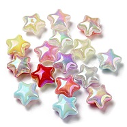 UV Plating Rainbow Iridescent Opaque Acrylic Beads, Glitter Beads, Two Tone, Star, Mixed Color, 18.5x20x11mm, Hole: 1.6mm(MACR-D081-13)