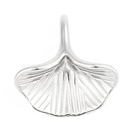 304 Stainless Steel Charms, Ginkgo Leaf, Stainless Steel Color, 13x12.5x4mm, Hole: 2x3.5mm(STAS-F287-12P)