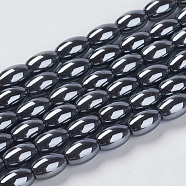 Non-Magnetic Synthetic Hematite Beads, Oval, Black, 8x5mm, Hole: 1mm, about 45pcs/strand(G-H1080-1)