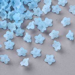 Transparent Acrylic Beads, Flower, Frosted, Cornflower Blue, 10x5mm, Hole: 1mm, about 4600pcs/500g(PL554-12)