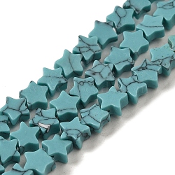 Dyed Synthetic Turquoise Beads Strands, Star, 6x5.5x2mm, Hole: 0.8mm, about 75pcs/strand, 14.57 inch(37cm)(G-G085-B32-02)