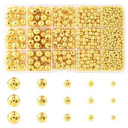 1377Pcs 5 Styles ABS Plastic Beads, No Hole/Undrilled, Round, Golden Plated, 4~12mm(OACR-FS0002-43)