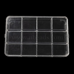 12 Grids Transparent Plastic Bead Storage Boxes with Lid, Rectangle, Clear, 22.6x14.2x3.35cm(CON-F021-01)