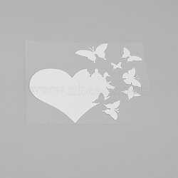 PET Sticker Car Decoration, Face Car Sticker, for Car Decoration, Heart with Butterfly, White, 118x124x0.3mm(AJEW-WH0200-34)