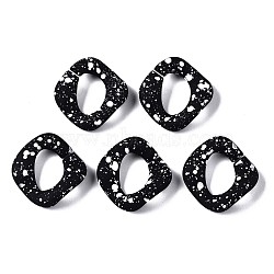 Spray Painted CCB Plastic Linking Rings, Quick Link Connectors, for Jewelry Chain Making, Twist, Black, 32x30x7mm, Inner Diameter: 11.5x17.5mm(CCB-Q091-019B)