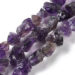 Raw Rough Natural Amethyst Beads Strands, Nuggets, 4~11x4.5~14.5x4.5~14.5mm, Hole: 0.8mm, about 41~43pcs/strand, 15.35~15.94''(39~40.5cm)(G-B065-C02)