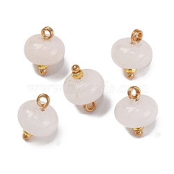 Natural White Jade Saucer Charms with Rack Plating Golden Tone Brass Bails, White, 12x10mm, Hole: 1.5~1.6mm(KK-B103-17B-08)