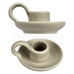 Creative Teacup Shape Porcelain Candle Holder, Round Candlestick Base with Handle, WhiteSmoke, 8.3x7.3x4.3cm, Inner Diameter: 2.1cm, 2pcs/box(AJEW-GF0006-85A)