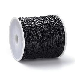 1mm Jewelry Braided Thread Metallic Threads, Polyester Threads, Black, 1mm, about 109.36 yards(100m)/roll(MCOR-S002-07)