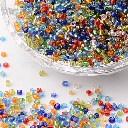 12/0 Glass Seed Beads, Silver Lined Round Hole, Round, Mixed Color, 2mm, Hole: 1mm, about 30000 beads/pound(SEED-A005-2mm)