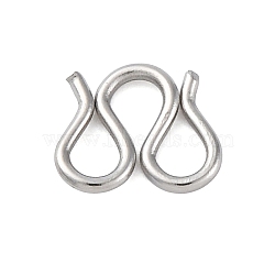 304 Stainless Steel S-Hook Clasps, M Clasps, Stainless Steel Color, 6.5x8x1mm(STAS-Z048-06P-02)