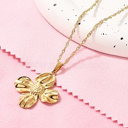 Summer Beach 304 Stainless Steel Pendant Rope Chain Necklaces for Women, Real 18K Gold Plated, Flower, 14.76 inch(37.5cm), Pendant: 32x29mm.(STAS-Z108-01G-06)