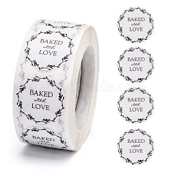 Baked with Love Stickers, Self-Adhesive Paper Gift Tag Stickers, for Party, Decorative Presents, Word, 24.5mm, 500pcs/roll(DIY-E023-07G)