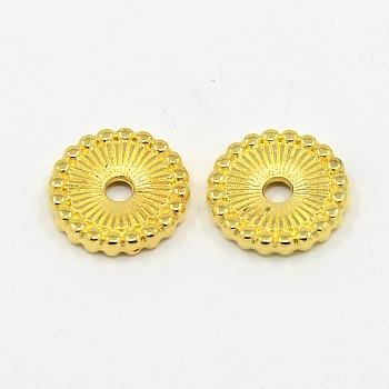 Tibetan Style Spacer Beads, Cadmium Free & Lead Free, Flat Round, Golden, 12x2mm, Hole: 2mm